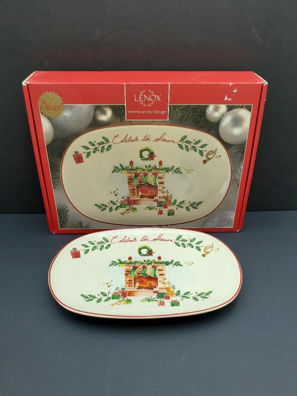 Lenox Holiday Celebrate the Season Tray Small Christmas Holiday Serving Platter